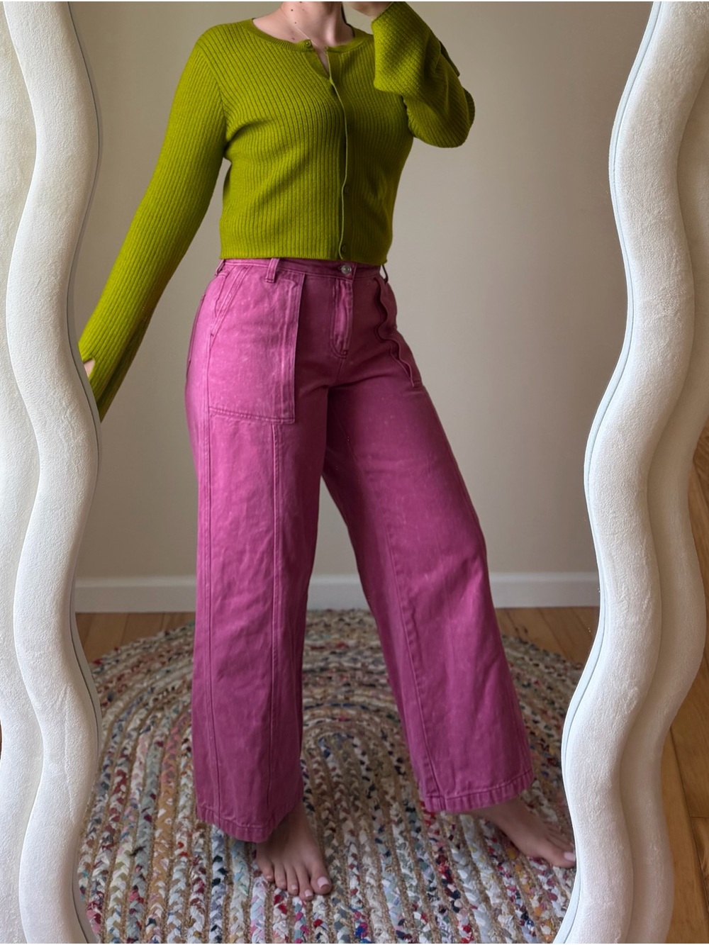 Women's Pink Wide-Leg Pink Utility Pants - Picture 2 of 7